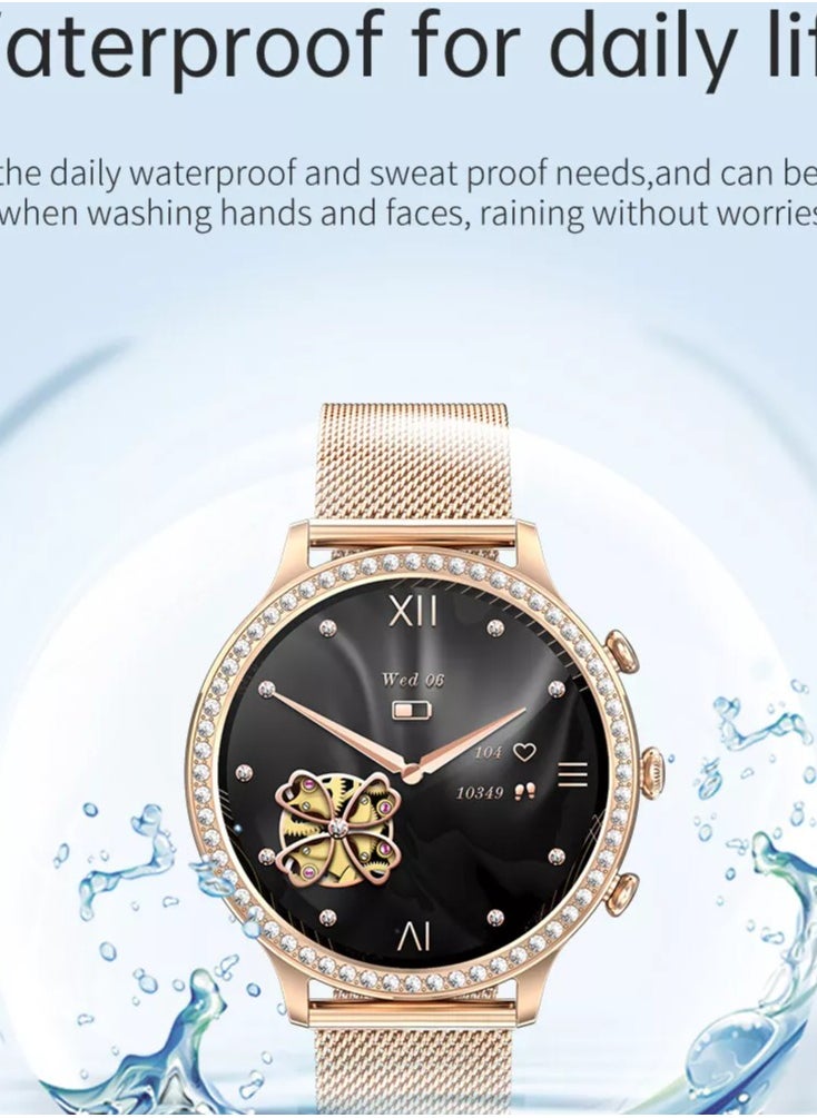 Women's Exquisite Bluetooth Smartwatch, 1.32-Inch Full Screen Touch, Answer/Make Calls, Exercise Sleep Heart Rate Monitoring, IP67 Waterproof RT-i70