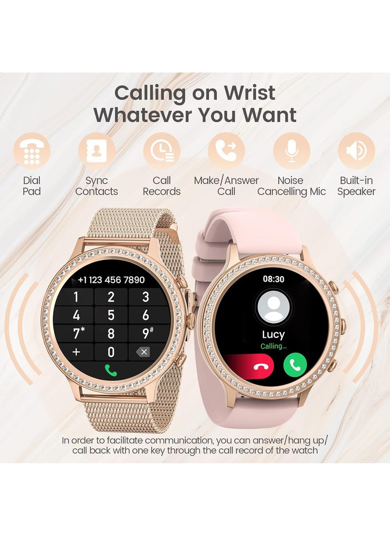 Women's Exquisite Bluetooth Smartwatch, 1.32-Inch Full Screen Touch, Answer/Make Calls, Exercise Sleep Heart Rate Monitoring, IP67 Waterproof RT-i70