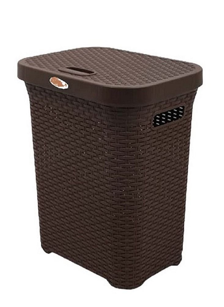 Laundry Basket With Lid Brown 50 Ltr