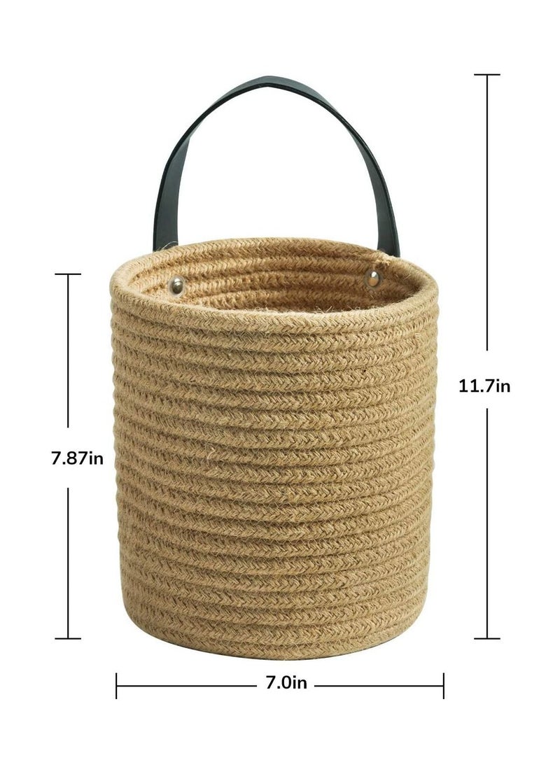 SYOSI, 2pack Wall Hanging Rope Basket, Small Woven Bathroom Dirty Clothes Basket, Fern Hanging Rope Basket, Flower Basket Decor Set Boho