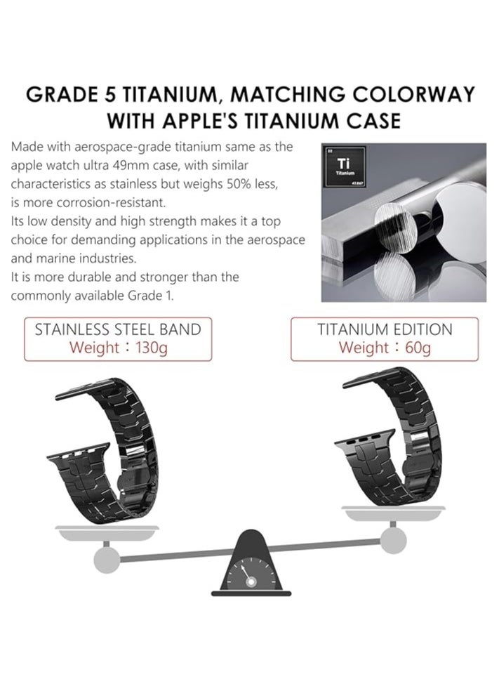 Stainless Steel Band for Apple Watch Ultra Band 49mm 45mm 44mm 42mm 38mm 40mm 41mm, Metal Strap with Folding Clasp for Apple Watch Series 8 7 6 5 4 3 2 1 for Men (Black, 49mm 45mm 44mm 42mm)