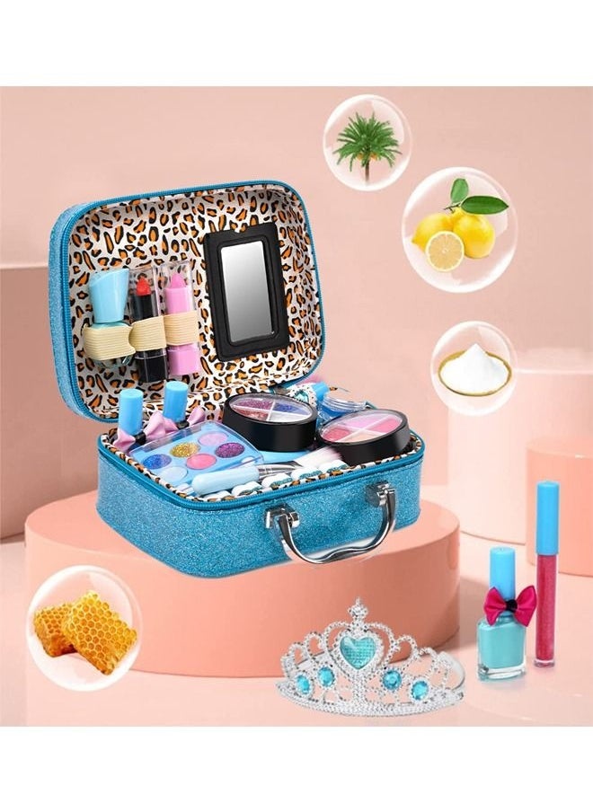 32PCS Kids Makeup Kit, Real Kids Makeup Set Washable Makeup Toys for Girls with Portable Makeup Box Including Lipstick, Eye Shadows and So On, Girls Toys for Girls Aged 5 6 7+ Year Old