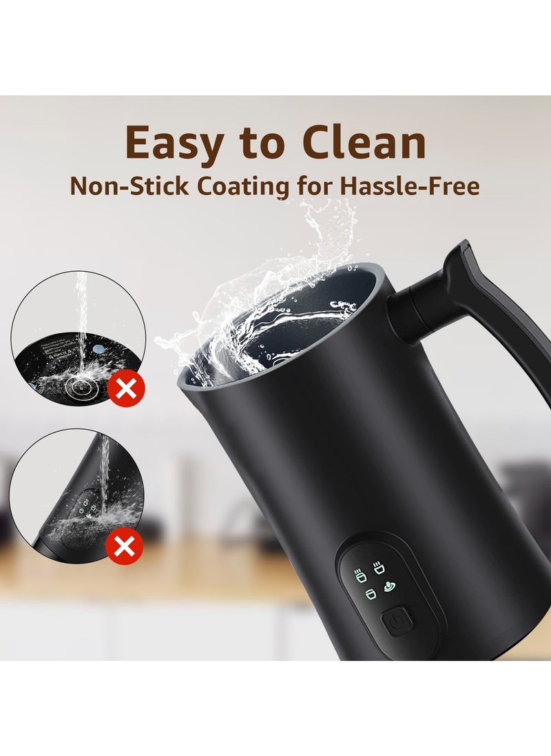 4-in-1 Electric Milk Frother and Steamer, 11.8oz/350ml Automatic Hot & Cold Foam Maker for Coffee, Latte, Cappuccino, Hot Chocolate (Black Edition)