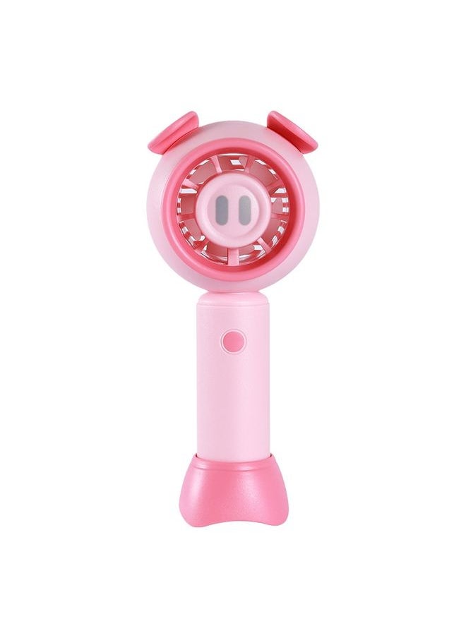 USB Handheld Fan Mini Portable Desktop Cute Cartoon Fan(Pink Pig)