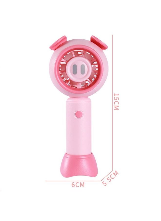 USB Handheld Fan Mini Portable Desktop Cute Cartoon Fan(Pink Pig)