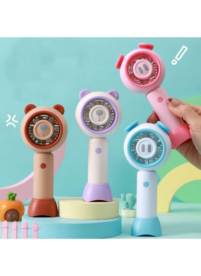 USB Handheld Fan Mini Portable Desktop Cute Cartoon Fan(Pink Pig)