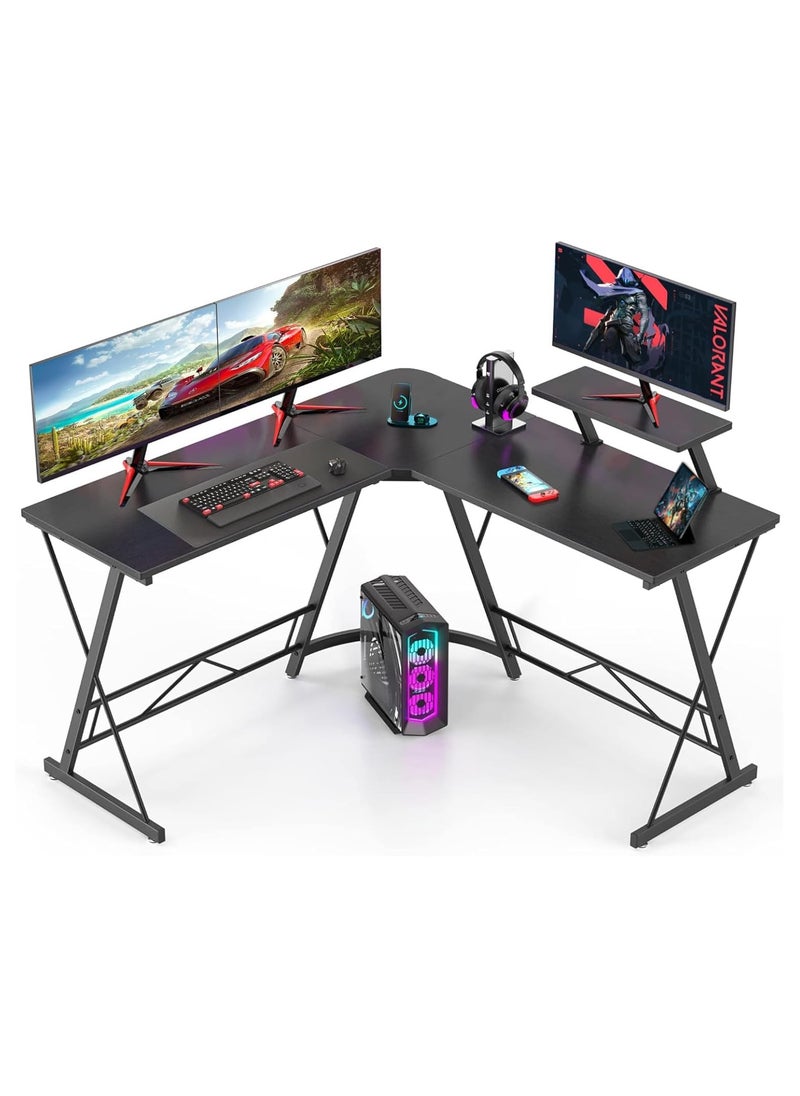 L-Shaped Desk Computer Corner Desk, L Shaped Home Office Desk, Large Gaming Desk Sturdy Writing Desk Writing Workstation, Simple Modern Gaming Desk (Black, 51inch)