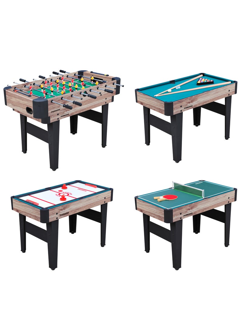 4-in-1 Multi-Game Table / Hockey Table / Billiard Table / Table Tennis / Foosball Table / Quick Set-Up / Easy Transition - Brown