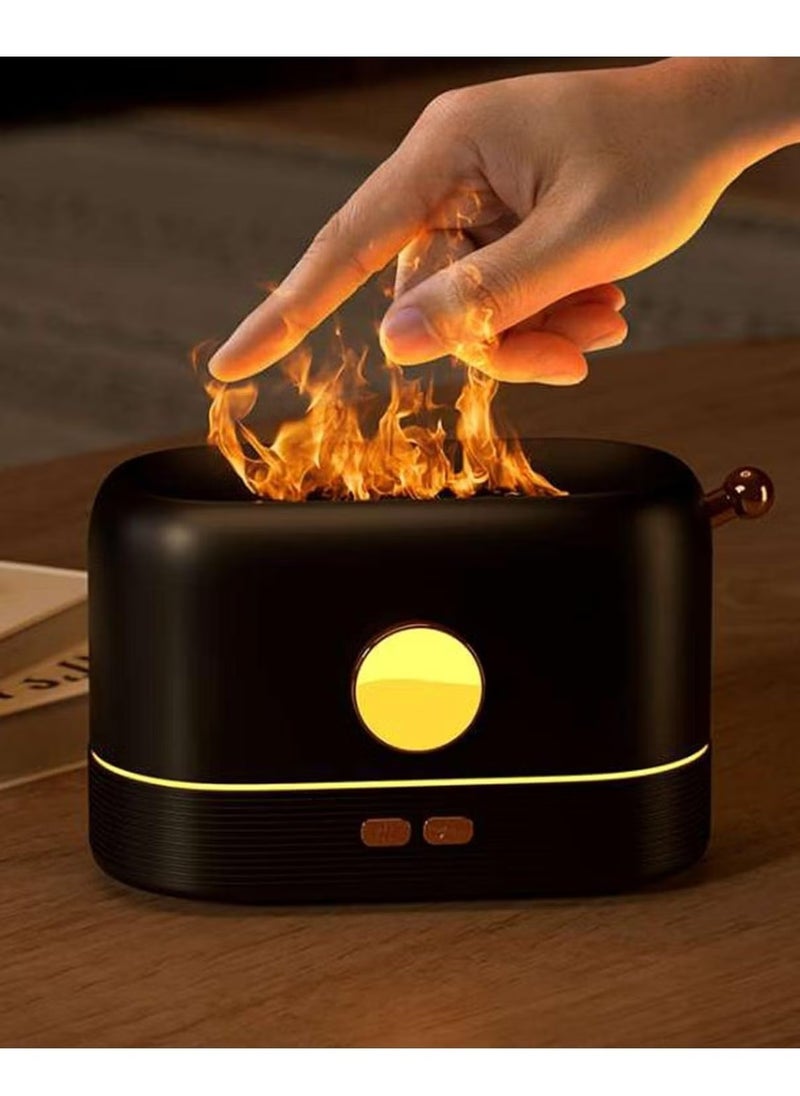 Creative Air Humidifier & Essential Oil Diffuser – Simulation Flame Design for Home & Office (Black)