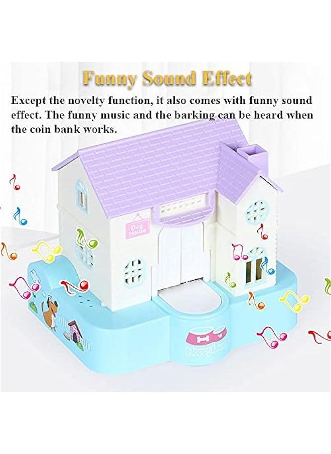 Doghouse Money Bank, Funny Electric Automatic Stealing Coin Bank gy Bank Toy Doggy Saving Box for Kids with Sound and Light Effects (Pink 1)