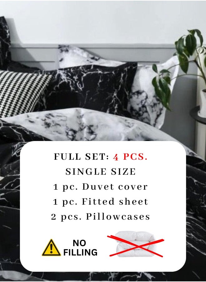 Single Size Bedding Set 4 Pieces Without Filler, Marble Design.