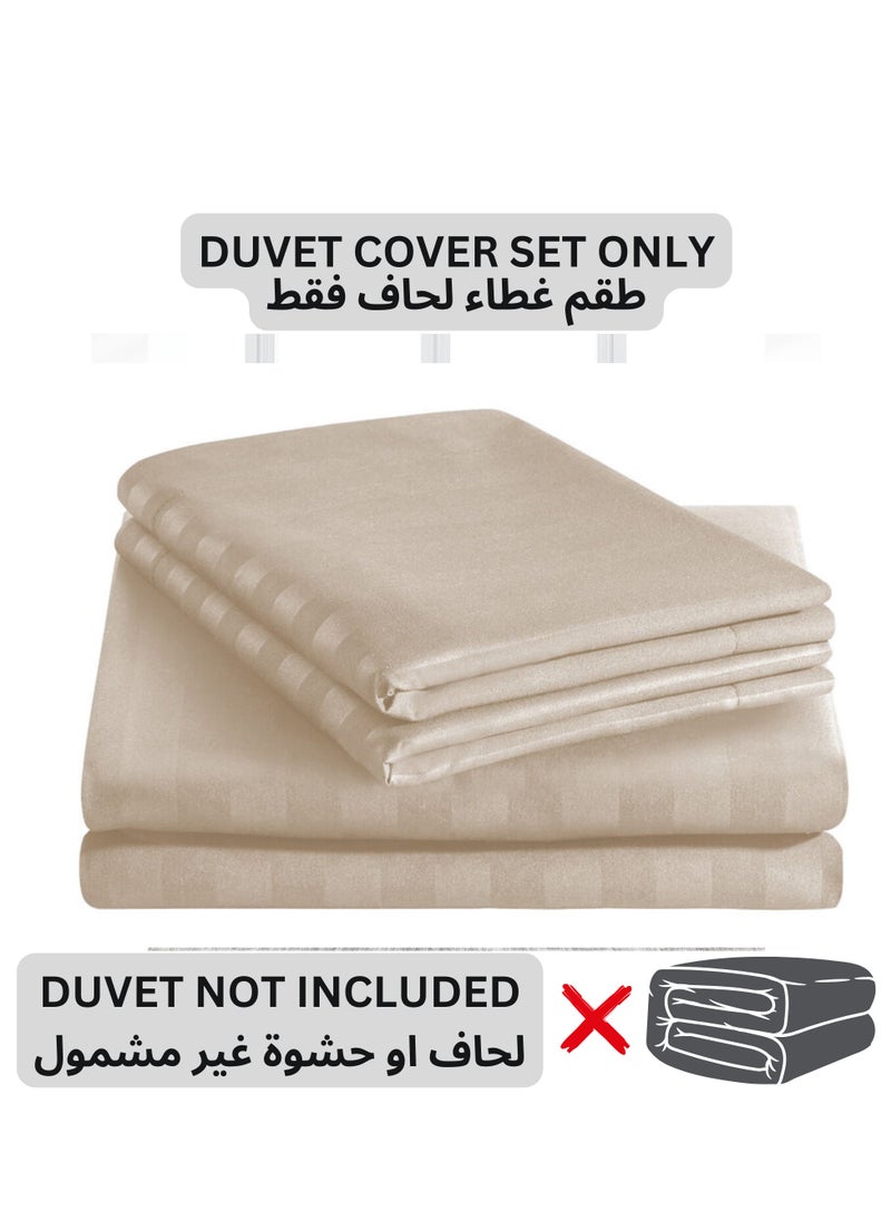 TW Premier Hotel Duvet Cover Single Size Stripe 4 Pcs Set - 1 Duvet Cover 160xx220cm (Without Filling), 1 Fitted Sheet 120x200+30cm, 2 Oxford Pillow Cases 48x74+5cm, Super Soft Quilt Cover
