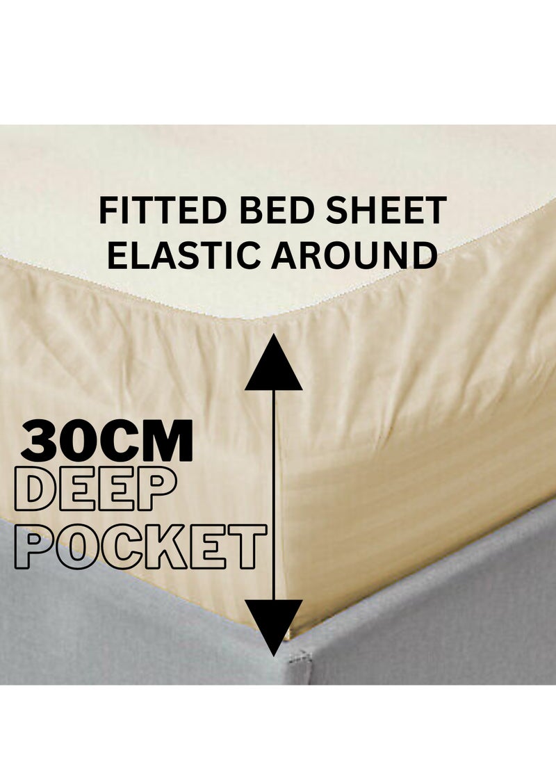 TW Premier Hotel Duvet Cover Single Size Stripe 4 Pcs Set - 1 Duvet Cover 160xx220cm (Without Filling), 1 Fitted Sheet 120x200+30cm, 2 Oxford Pillow Cases 48x74+5cm, Super Soft Quilt Cover