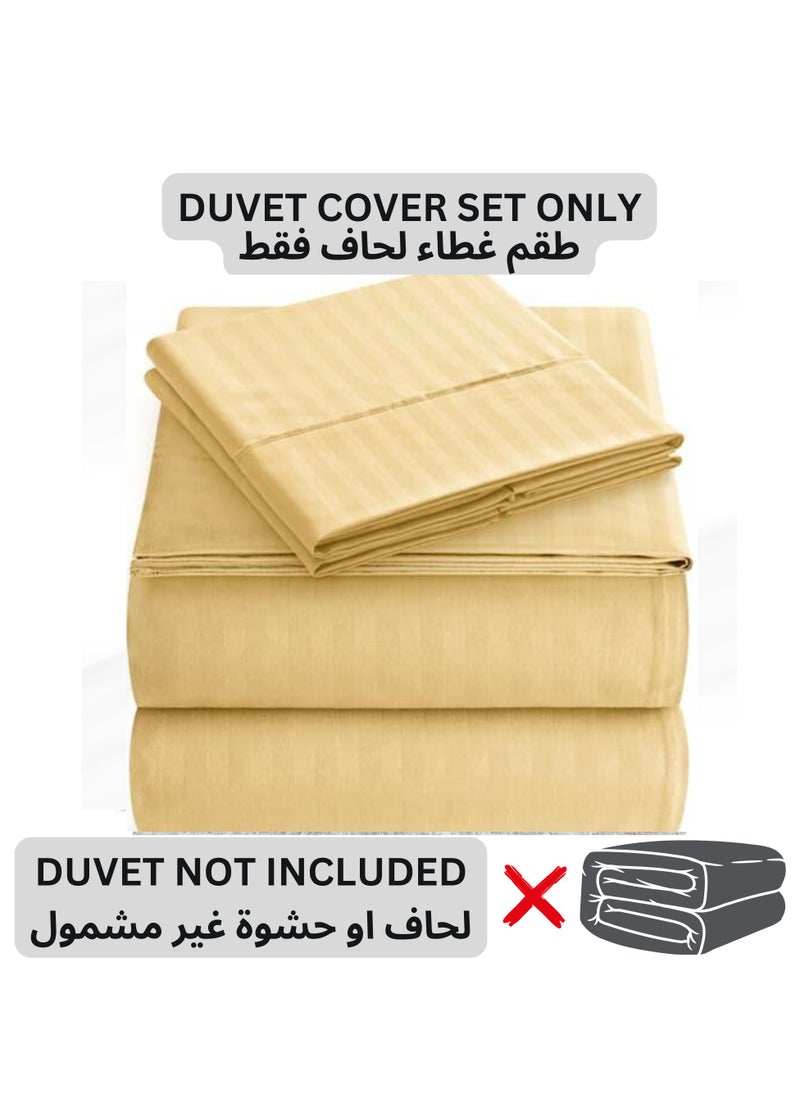 TW Premier Hotel Duvet Cover Single Size Stripe 4 Pcs Set - 1 Duvet Cover 160xx220cm (Without Filling), 1 Fitted Sheet 120x200+30cm, 2 Oxford Pillow Cases 48x74+5cm, Super Soft Quilt Cover