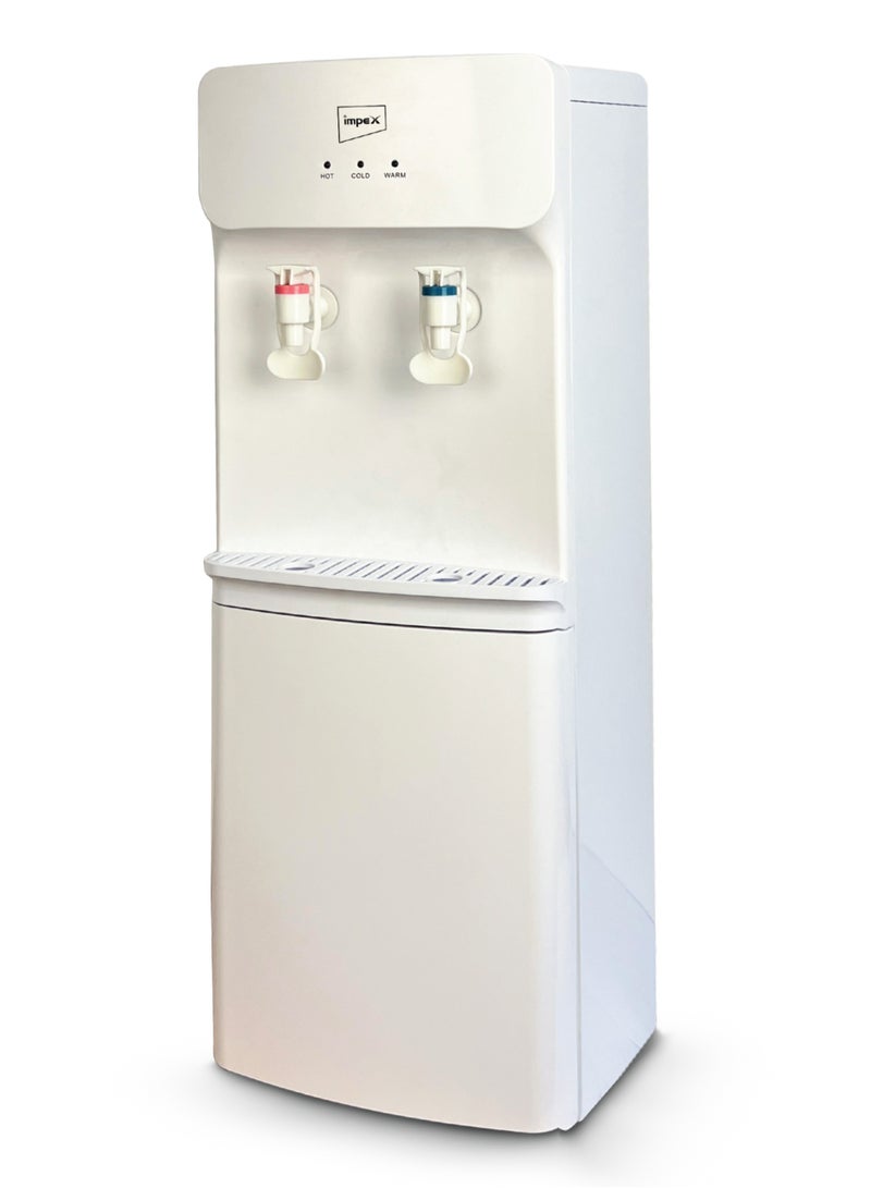 Water Dispenser 2 Taps Hot And Cold Stainless Steel Tank Compressor Cooling System WD 3904B White