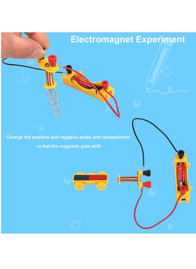 Large Science Magnet Kit for Kids, Physics Electromagnet Experiment Set, Including Bar/Horseshoe/Ring Magnets/Compass, Educational and Birthday Gift for Students