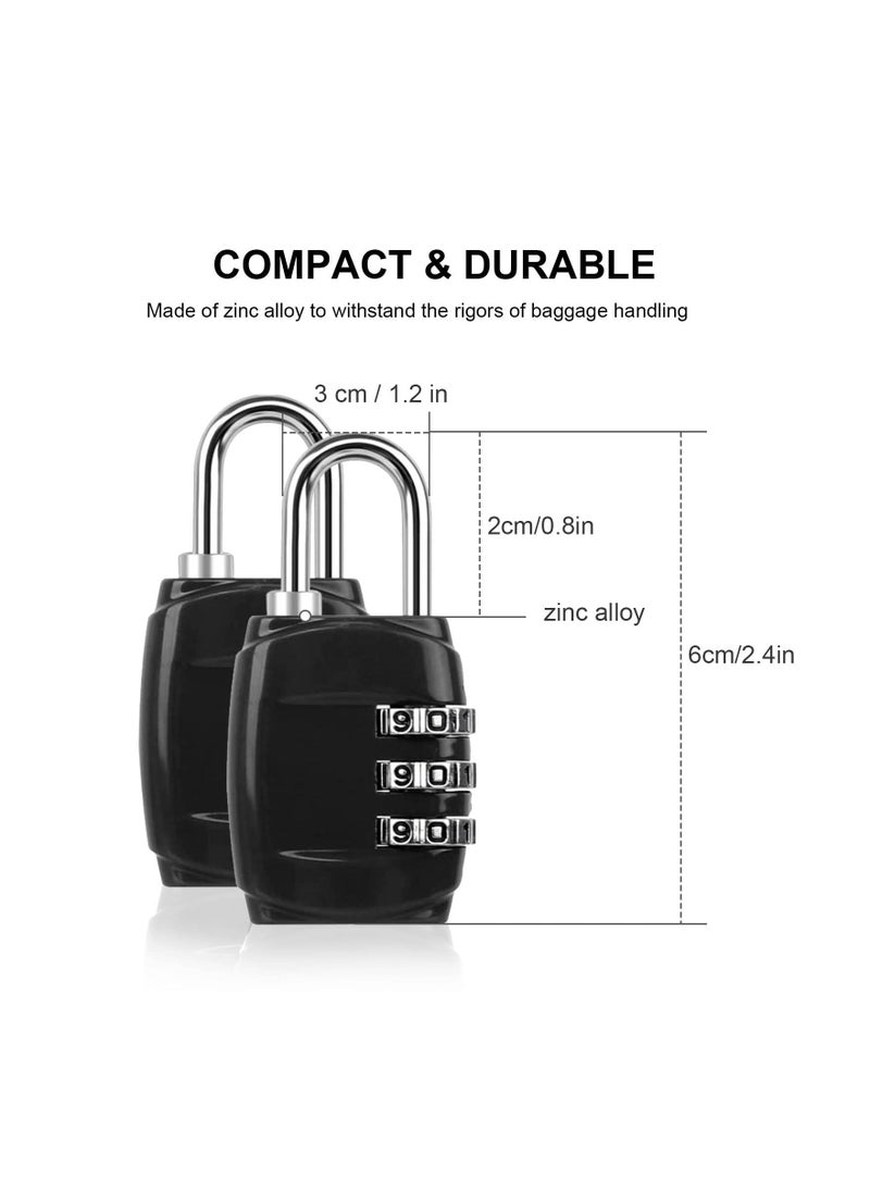 Luggage Locks Combination Padlocks, 3 Digit Combination Padlock Codes with Alloy Body Mini Small Combination Lock Trolley Luggage Padlock Gym Lockers Travel Bag Suit Case Bike Locks (4 pcs)