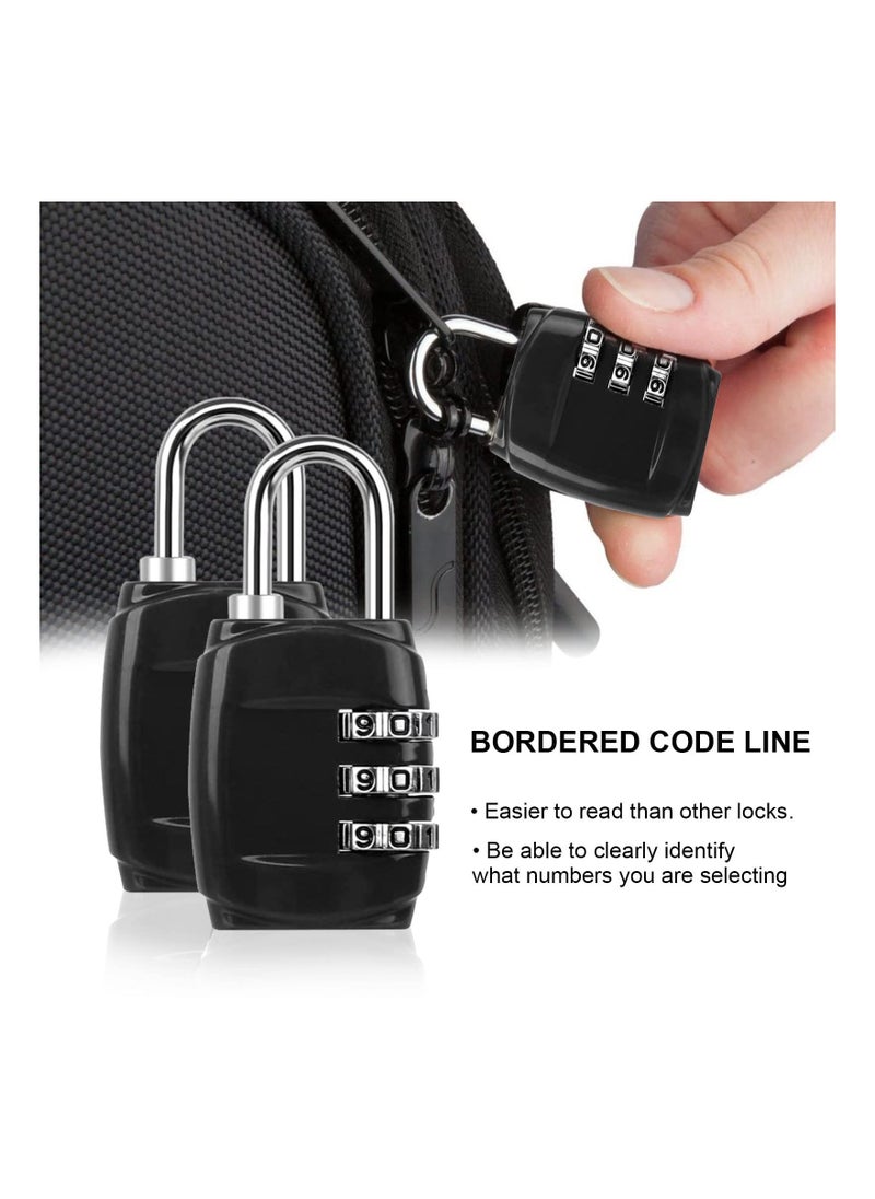 Luggage Locks Combination Padlocks, 3 Digit Combination Padlock Codes with Alloy Body Mini Small Combination Lock Trolley Luggage Padlock Gym Lockers Travel Bag Suit Case Bike Locks (4 pcs)