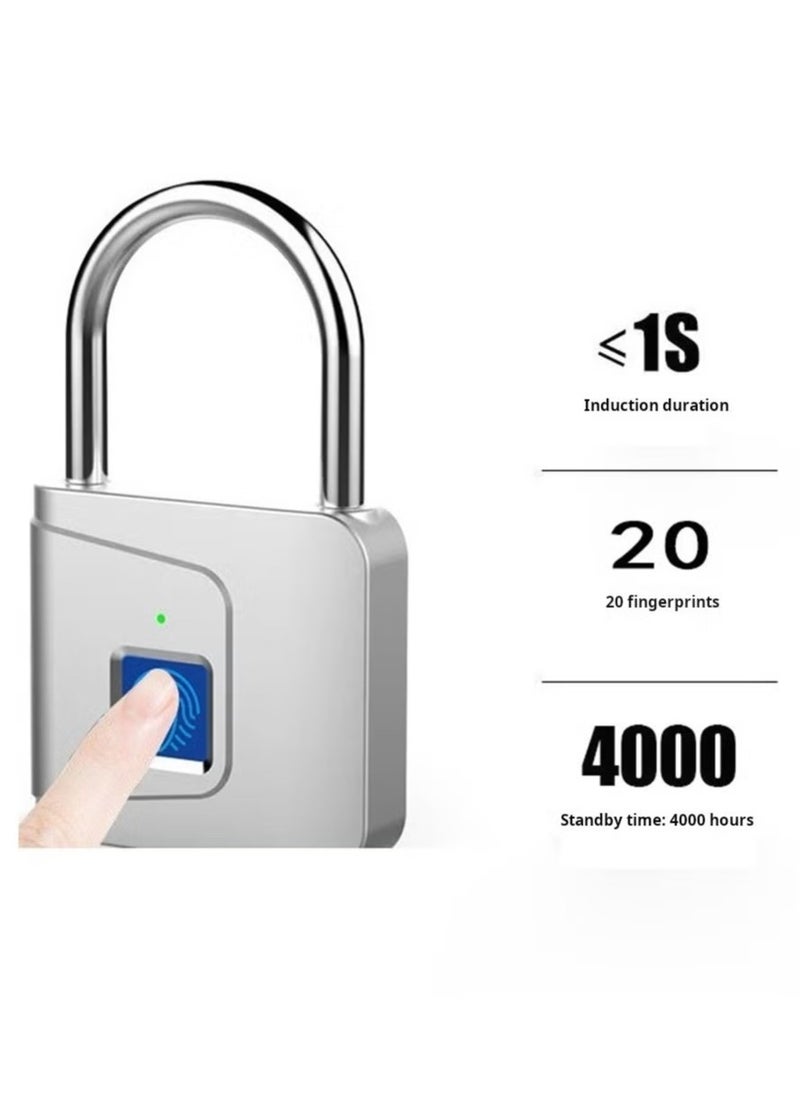 Anti-Theft Fingerprint Padlock, Smart Fingerprint Padlock Portable, Intelligent Lock, Smart Pad Waterproof Small Portable with USB Charging for Cabinet/ Luggage/ Gym/ Suitcase/ School/ Bike Black