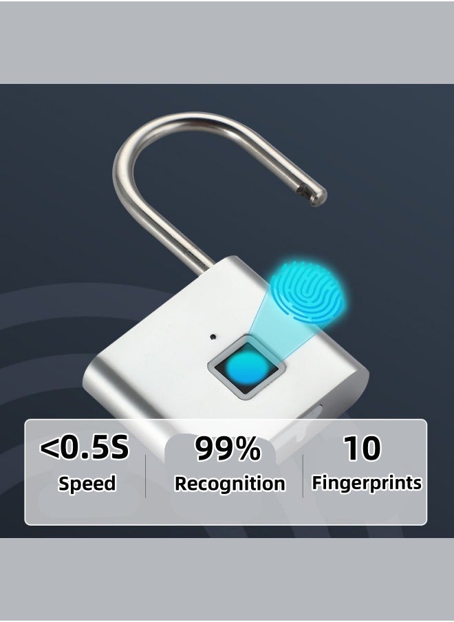 Intelligent Fingerprint Lock, Outdoor Waterproof, Rust Proof Padlock, Anti-Theft Password Lock Cabinet, Alloy Hard