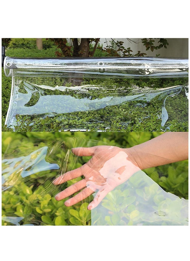 Glass Clear Tarpaulin Heavy Duty Tarp with Reinforced Eyelets, Thick PVC Waterproof Transparent Tarpaulin, Premium Quality Cover Tarp for Outdoor Camping Sheet