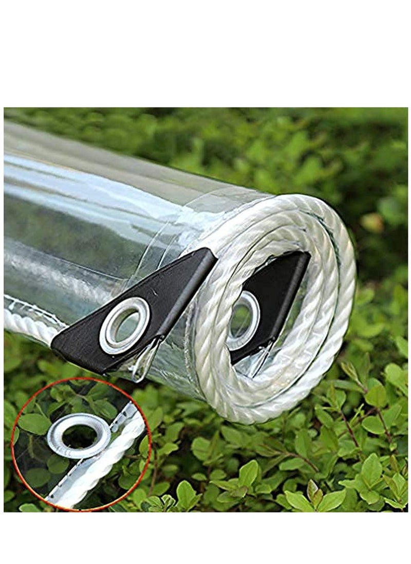 Glass Clear Tarpaulin Heavy Duty Tarp with Reinforced Eyelets, Thick PVC Waterproof Transparent Tarpaulin, Premium Quality Cover Tarp for Outdoor Camping Sheet