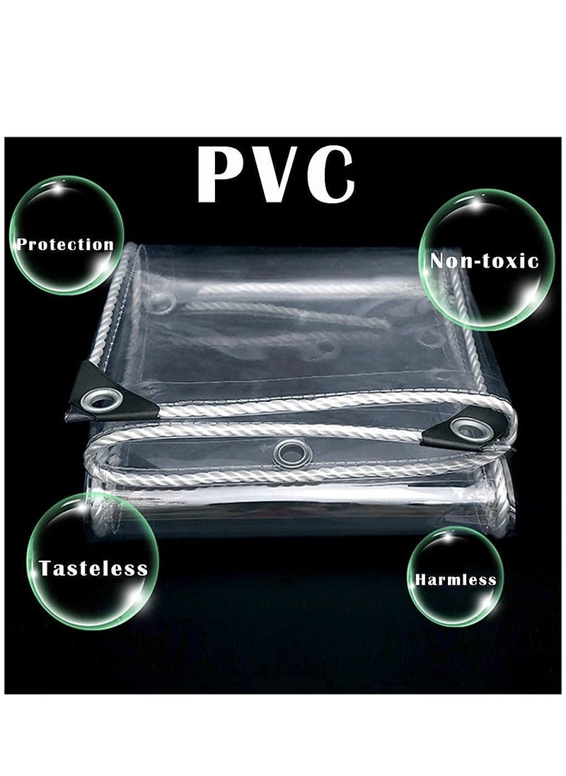 Glass Clear Tarpaulin Heavy Duty Tarp with Reinforced Eyelets, Thick PVC Waterproof Transparent Tarpaulin, Premium Quality Cover Tarp for Outdoor Camping Sheet