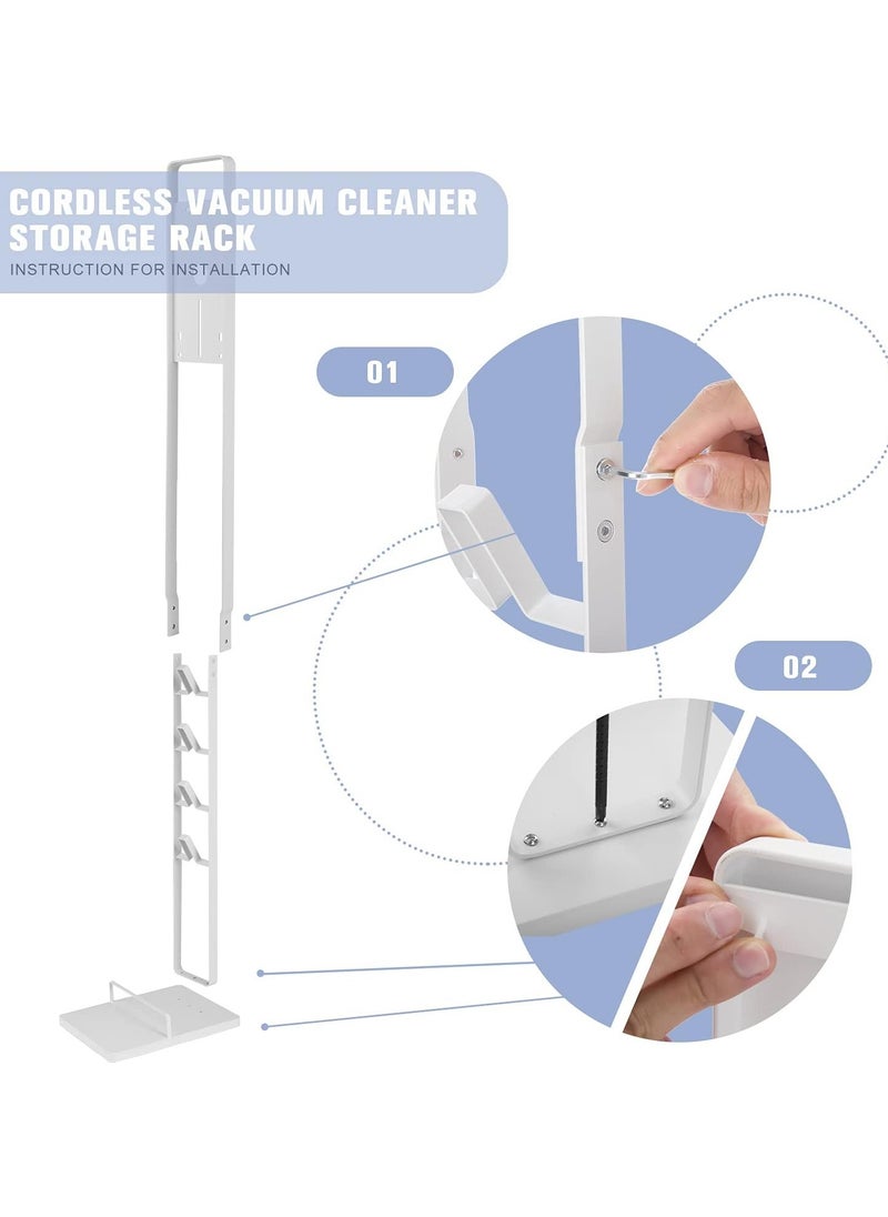 Premium Floor Docking Dyson Stand for Cordless Vacuum Cleaners with Wheels, Compatible with Dyson V15 V11 V10 V8 V7 V6 Dreame T30 T20 V12 V11 V10, No Wall Drilling, Durable Metal Holder in Sleek White