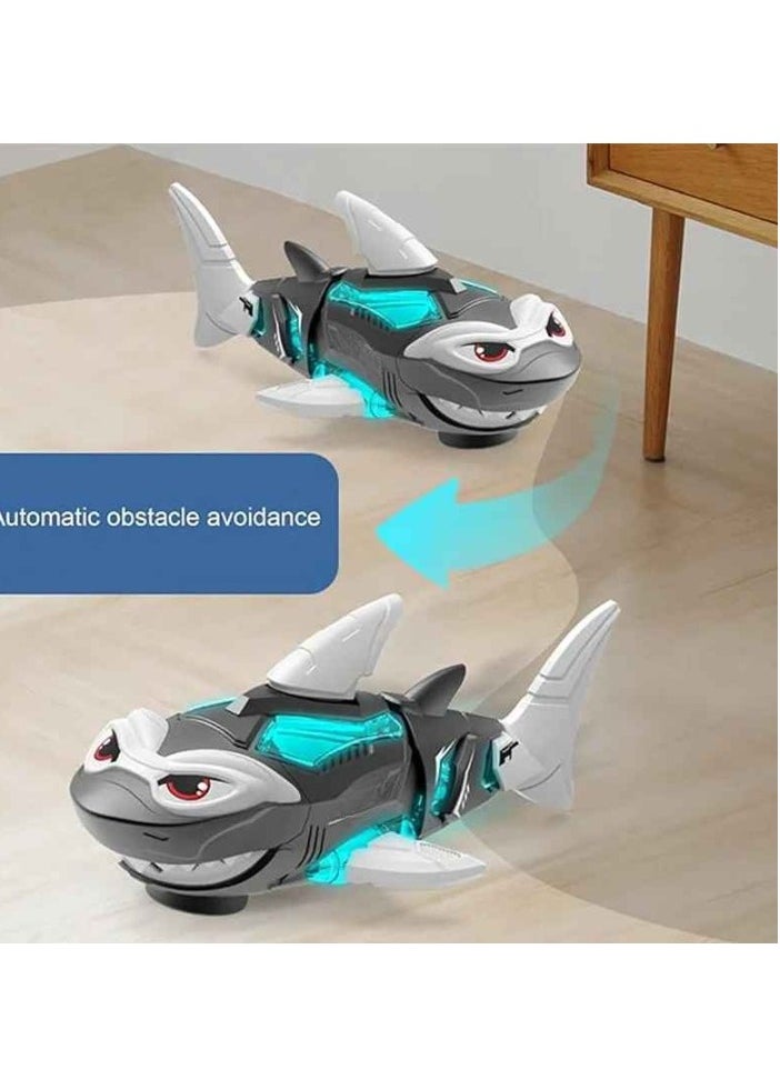 Shark Baby Crawling Toy, Multifunctional Electric Shark Sensory Rotating Stunt Toy, Colorful Moving Music LED Effects Educational Toy For Toddlers Kids, (1pc, White And Black A )