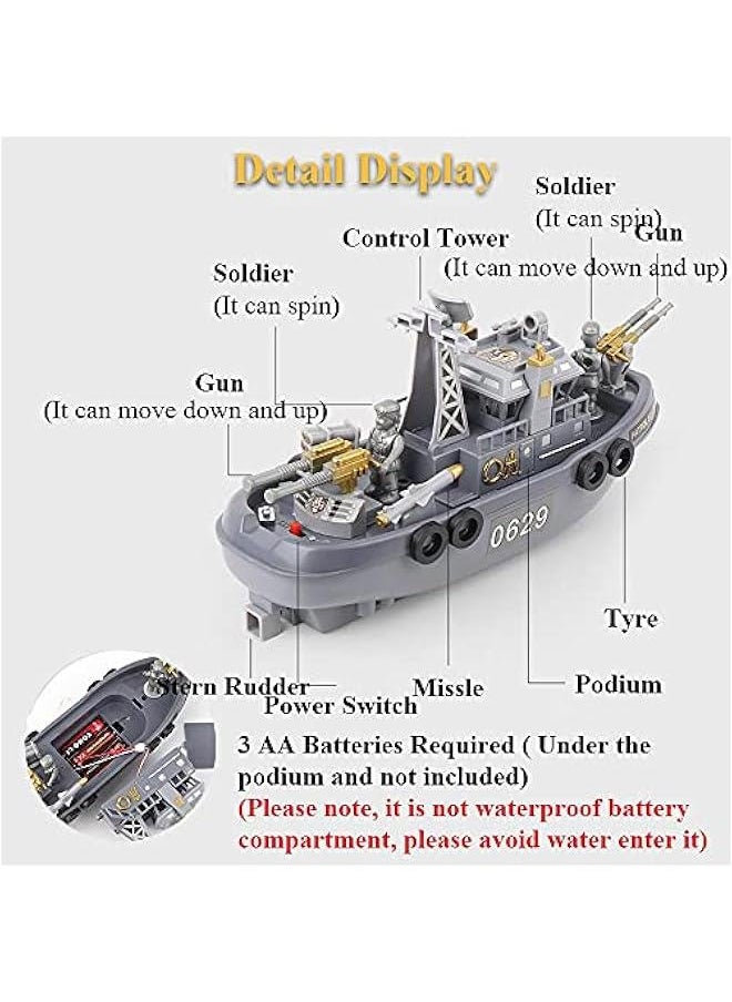 Patrol Boat Toy, Electric Ship Model Toy Coast Guard Vessel Military Ship Vessels Toy Warship Model Water Toy Cambatant Vessel Pool Boat Toy Warship Toy (Patrol Boat)