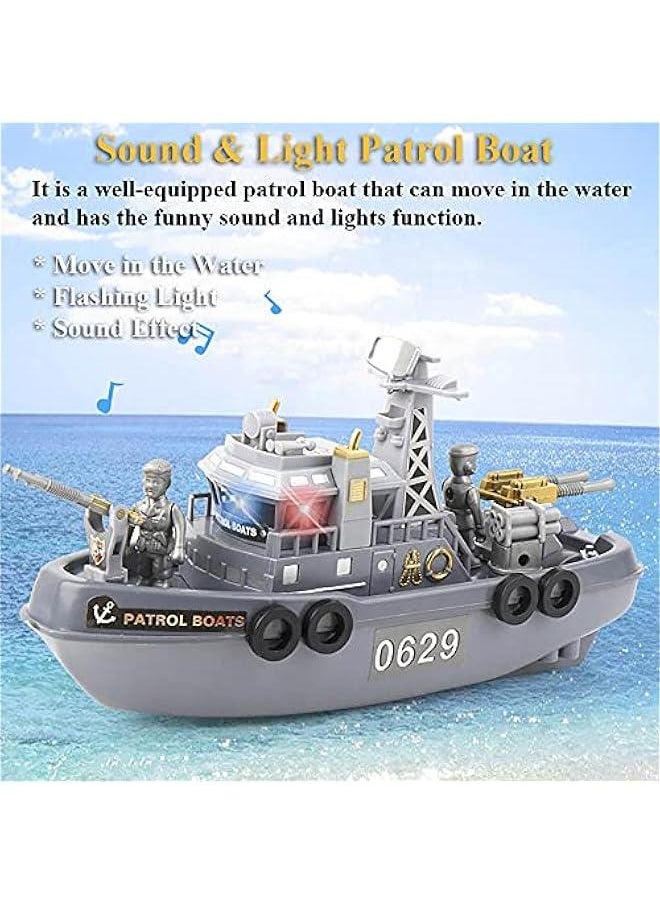 Patrol Boat Toy, Electric Ship Model Toy Coast Guard Vessel Military Ship Vessels Toy Warship Model Water Toy Cambatant Vessel Pool Boat Toy Warship Toy (Patrol Boat)