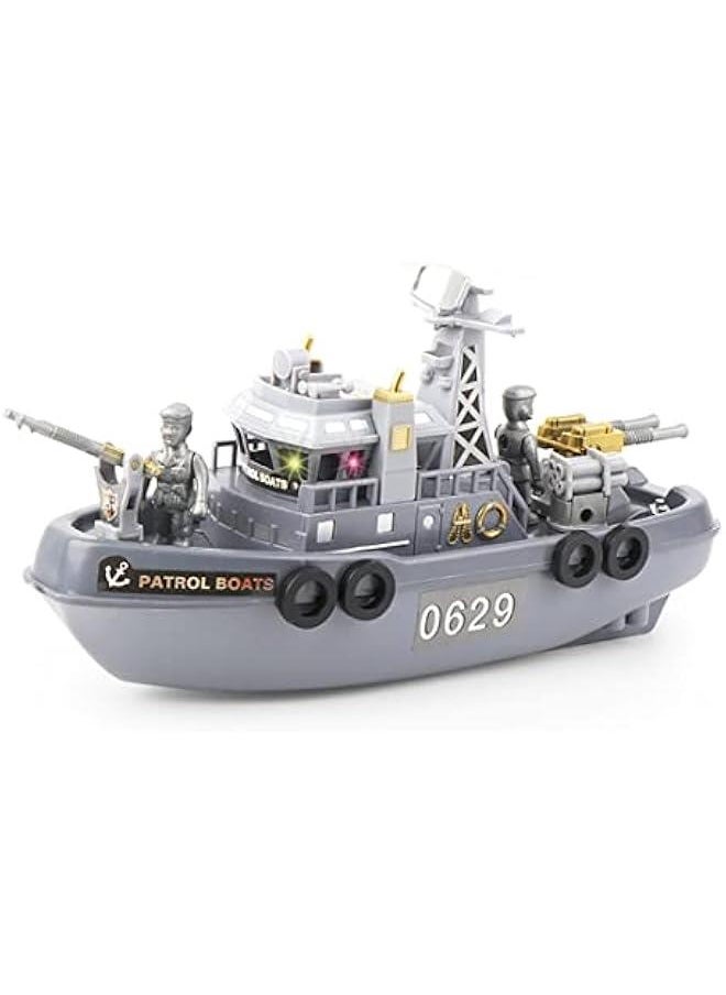 Patrol Boat Toy, Electric Ship Model Toy Coast Guard Vessel Military Ship Vessels Toy Warship Model Water Toy Cambatant Vessel Pool Boat Toy Warship Toy (Patrol Boat)