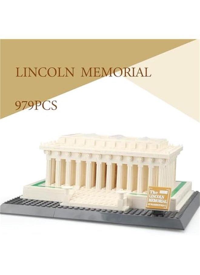 Lincoln Memorial Architecture Building Blocks Set 970+pcs - World Famous Architectural Model Toys Gifts for Kids and Adults.