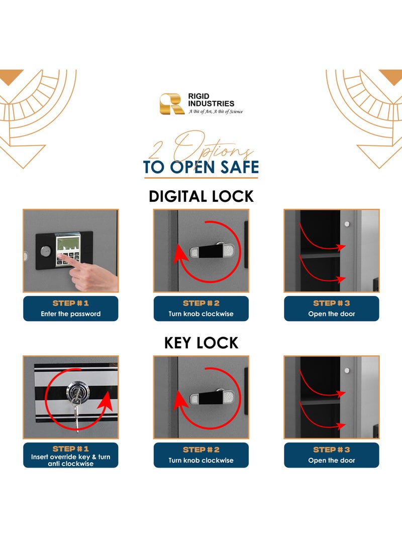 Fire Resistant Steel Safe with Digital And Key Lock, 180Kg