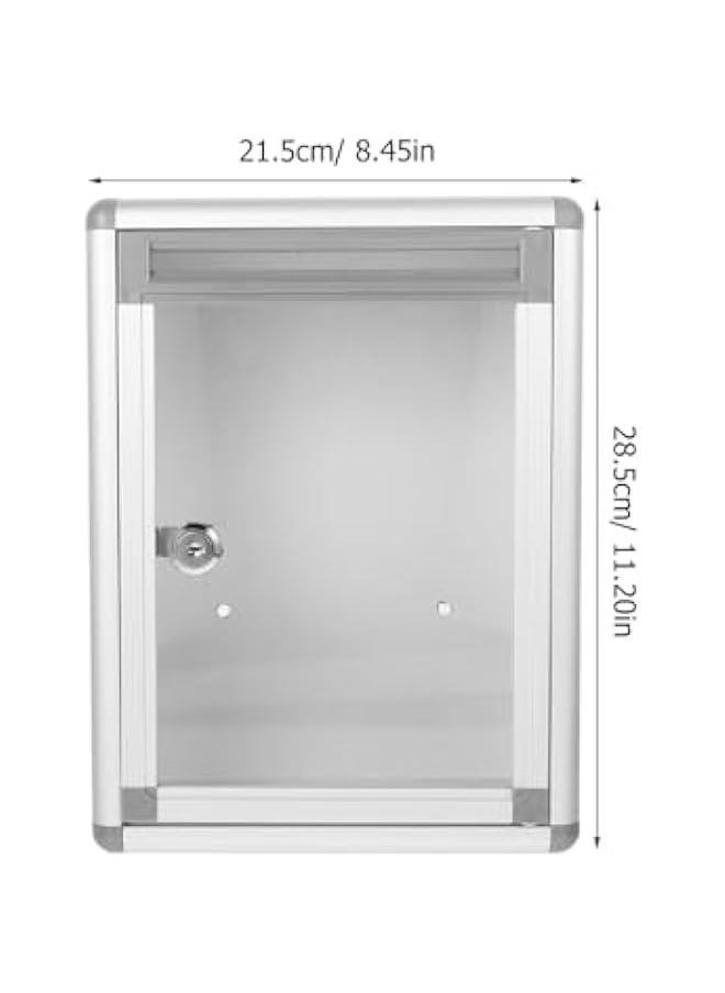 Metal Donation Box with Lock and Key Wall Mount Suggestion Box for Classroom, Ballot Box with Slot Waterproof Locked Mailbox for Indoor and Outdoor Collection Box - 11.2X8.45X4.1 Inch