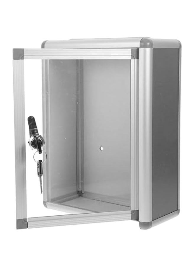 Metal Donation Box with Lock and Key Wall Mount Suggestion Box for Classroom, Ballot Box with Slot Waterproof Locked Mailbox for Indoor and Outdoor Collection Box - 11.2X8.45X4.1 Inch