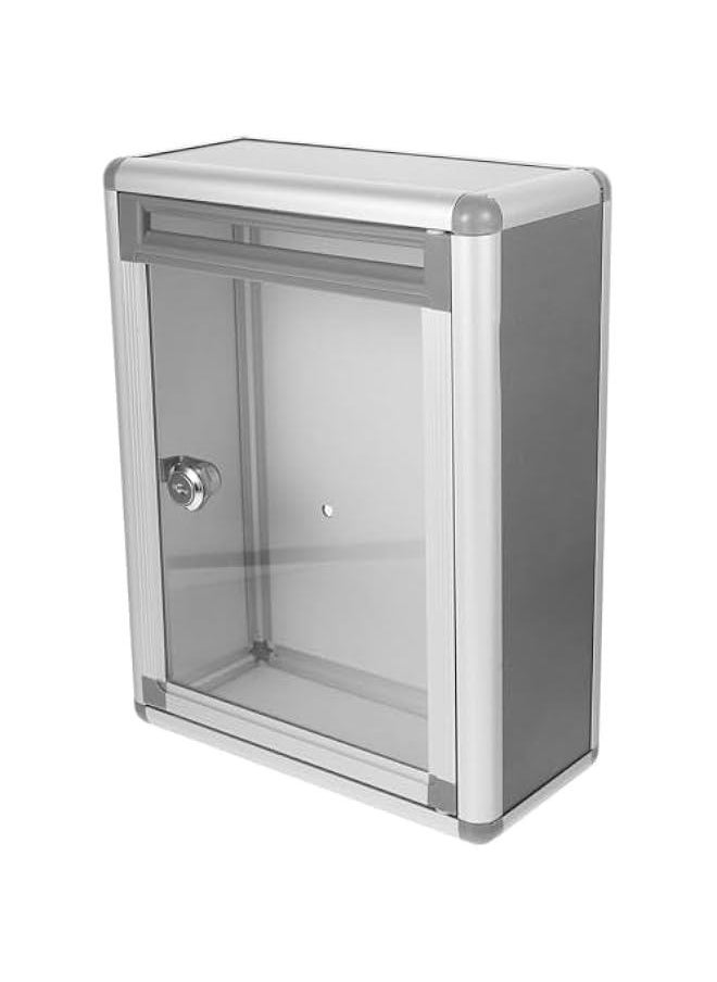 Metal Donation Box with Lock and Key Wall Mount Suggestion Box for Classroom, Ballot Box with Slot Waterproof Locked Mailbox for Indoor and Outdoor Collection Box - 11.2X8.45X4.1 Inch