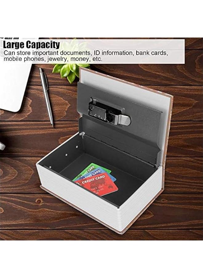 Book Safe with Combination Lock, Mini Simulation Book Safe Storage Box, Stainless Steel Hollowed Out Book with Hidden Compartment, Security Lock Case for Money Cash Jewelry Home Office, default