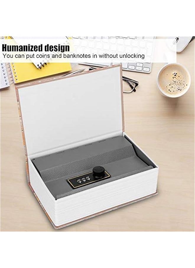 Book Safe with Combination Lock, Mini Simulation Book Safe Storage Box, Stainless Steel Hollowed Out Book with Hidden Compartment, Security Lock Case for Money Cash Jewelry Home Office, default