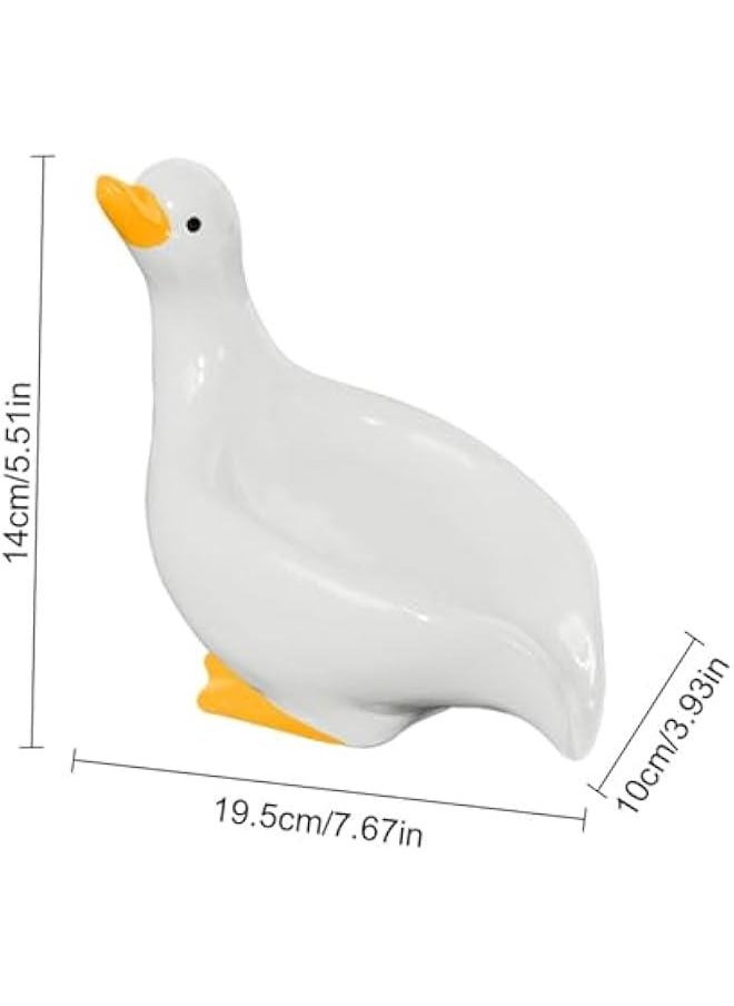 Ceramic Duck Soap Dish, Cute Animal Soap Holder, Non-Slip Shower Sponge Storage, Decorative Soap Saver, Duck-Shaped Soap Dish, Multifunctional Bathroom Organizer, Ceramic Duck Bathroom Decor