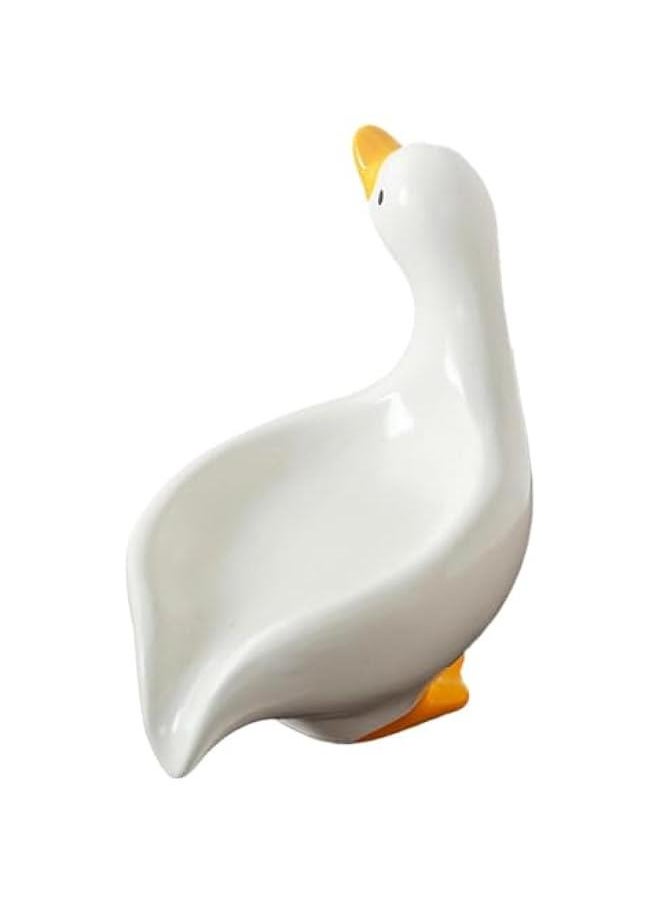 Ceramic Duck Soap Dish, Cute Animal Soap Holder, Non-Slip Shower Sponge Storage, Decorative Soap Saver, Duck-Shaped Soap Dish, Multifunctional Bathroom Organizer, Ceramic Duck Bathroom Decor