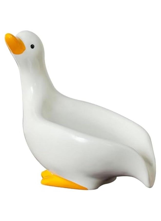 Ceramic Duck Soap Dish, Cute Animal Soap Holder, Non-Slip Shower Sponge Storage, Decorative Soap Saver, Duck-Shaped Soap Dish, Multifunctional Bathroom Organizer, Ceramic Duck Bathroom Decor