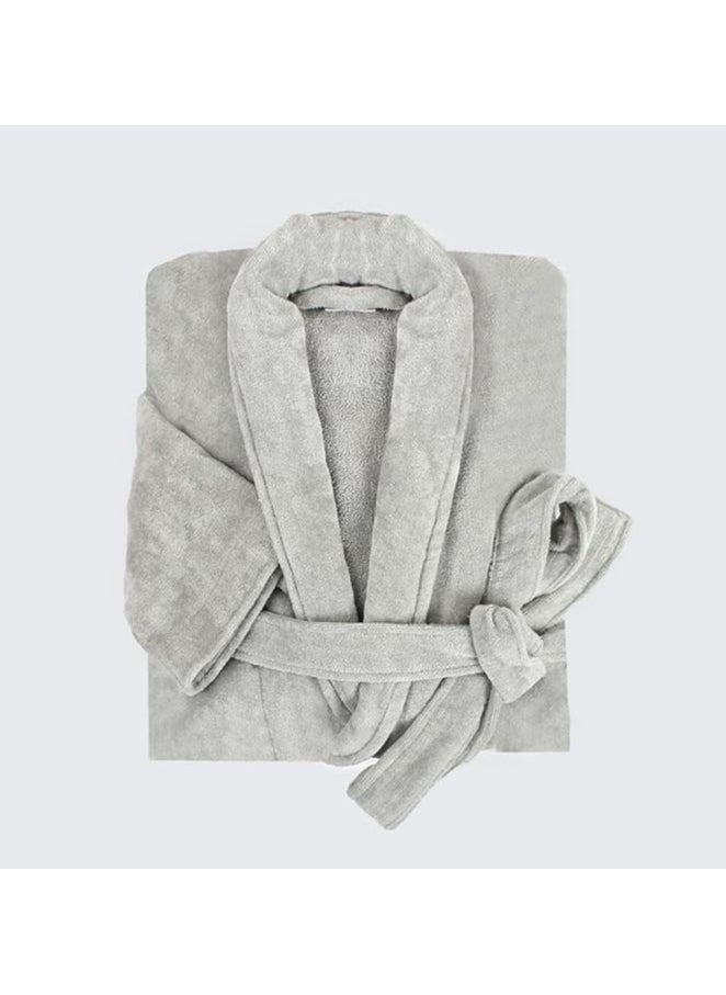 Cotton Plain Bathrobe Grey