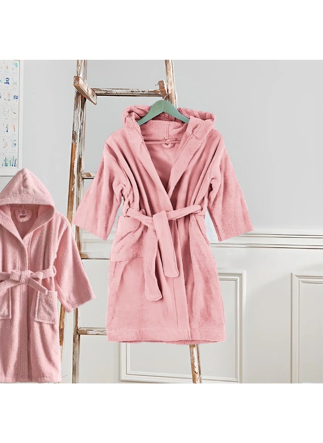 Daffodil (Baby Pink) Premium 6 Year Kids Hooded Bathrobe (108x104 Cm) Terry Cotton, Highly Absorbent and Quick dry, Hotel and Spa Quality Bathrobe for Boy and Girl-400 Gsm