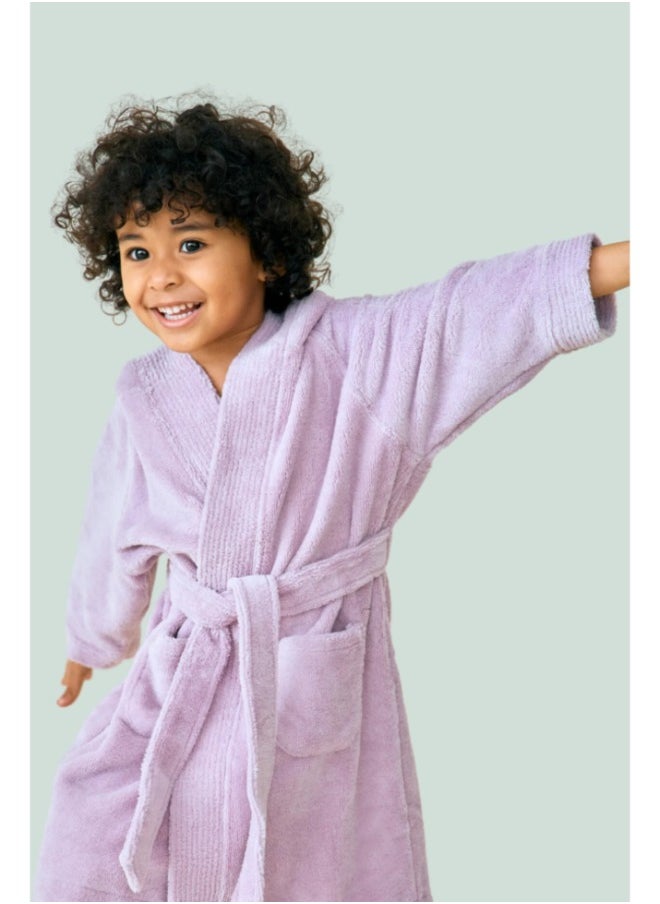 Daffodil (Lilac) Premium 6 Year Kids Hooded Bathrobe (108x104 Cm) Terry Cotton, Highly Absorbent and Quick dry, Hotel and Spa Quality Bathrobe for Boy and Girl-400 Gsm