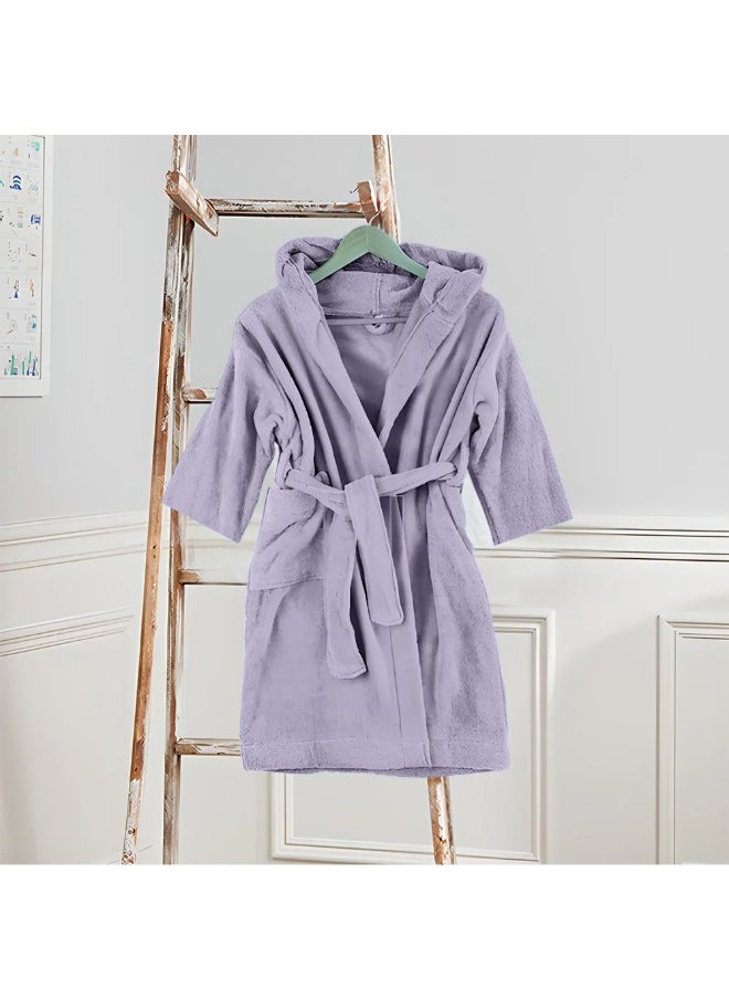 Daffodil (Lilac) Premium 6 Year Kids Hooded Bathrobe (108x104 Cm) Terry Cotton, Highly Absorbent and Quick dry, Hotel and Spa Quality Bathrobe for Boy and Girl-400 Gsm