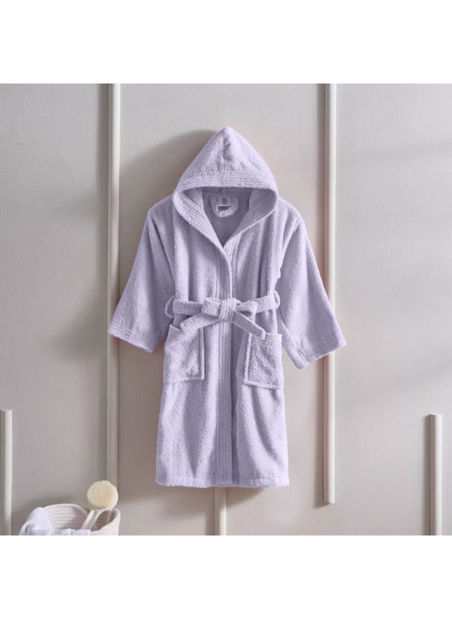 Daffodil (Lilac) Premium 10 Year Kids Hooded Bathrobe (120x124 Cm) Terry Cotton, Highly Absorbent and Quick dry, Hotel and Spa Quality Bathrobe for Boy and Girl-400 Gsm