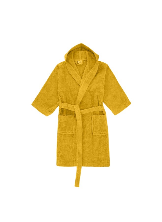 Daffodil (Yellow) Premium 6 Year Kids Hooded Bathrobe (108x104 Cm) Terry Cotton, Highly Absorbent and Quick dry, Hotel and Spa Quality Bathrobe for Boy and Girl-400 Gsm