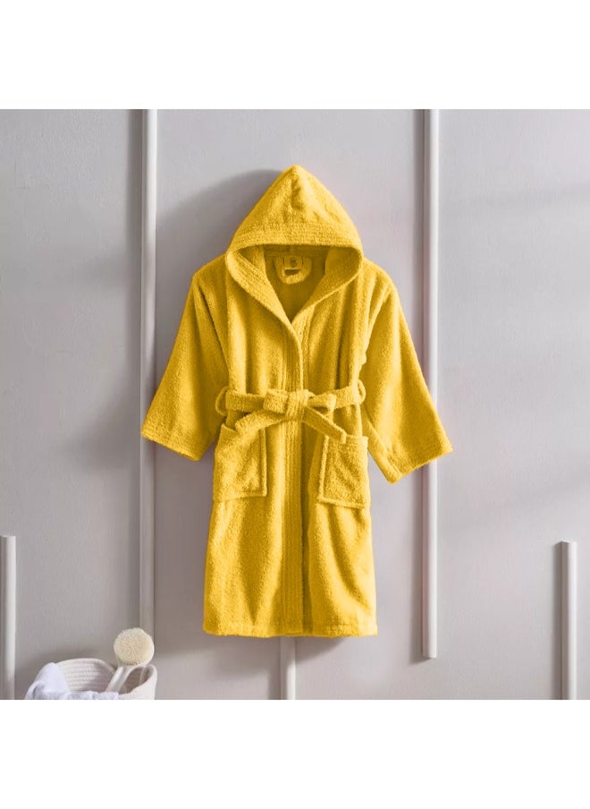 Daffodil (Yellow) Premium 6 Year Kids Hooded Bathrobe (108x104 Cm) Terry Cotton, Highly Absorbent and Quick dry, Hotel and Spa Quality Bathrobe for Boy and Girl-400 Gsm