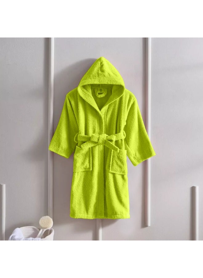 Daffodil (Green) Premium 10 Year Kids Hooded Bathrobe (120x124 Cm) Terry Cotton, Highly Absorbent and Quick dry, Hotel and Spa Quality Bathrobe for Boy and Girl-400 Gsm